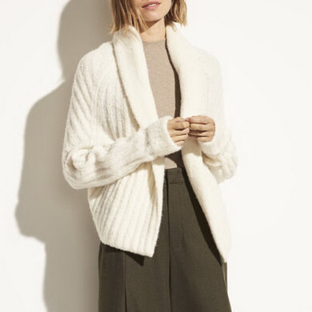 NWT Vince Alpaca Cardigan, Large, Dolman Sleeves, Open Front, OFF-White